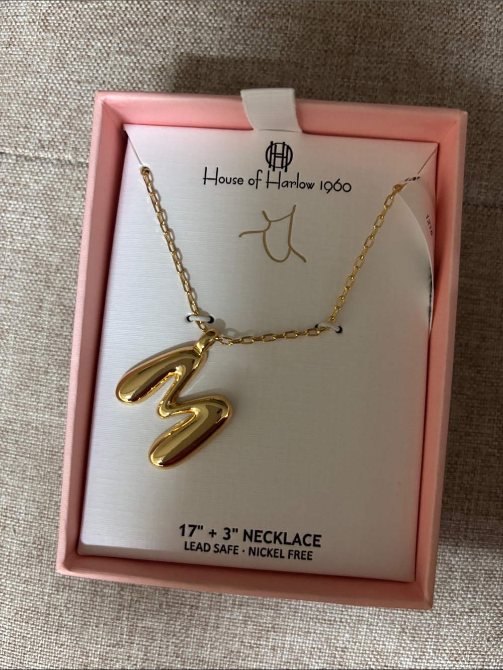 House of Harlow 1960 Gold 'M' Initial Pendant Necklace